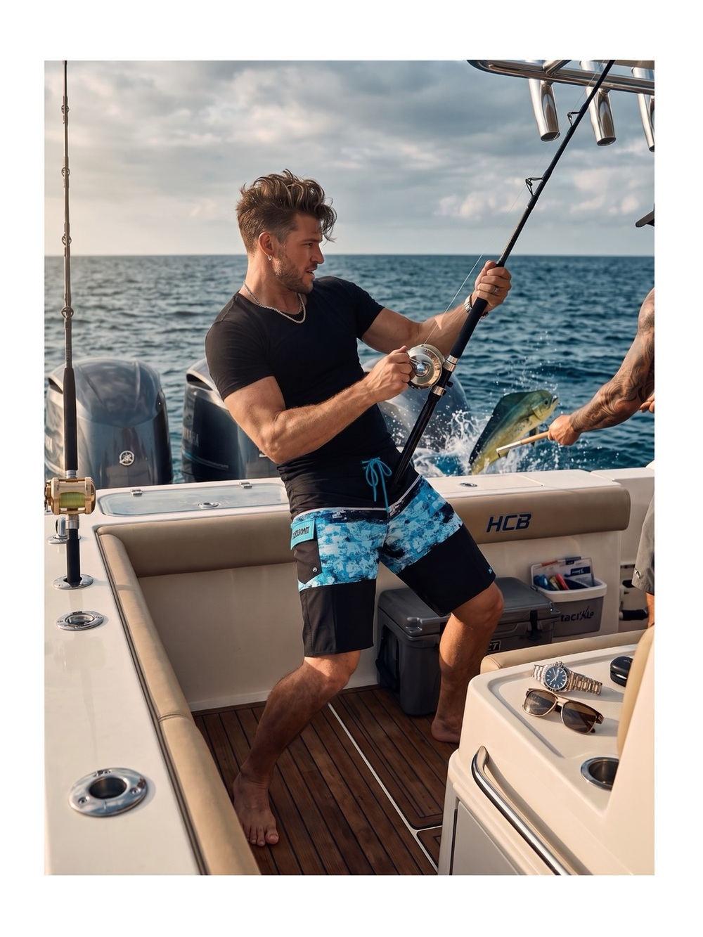 Pelagic® 𓆝 Ridgemont Angler Board Shorts Boardshorts 𓆝 Coral Camo Blue 𓆝 36